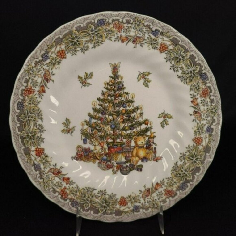 Queens Seasons‎ Greetings Salad Plate Christmas Tree Myott Factory Illustration